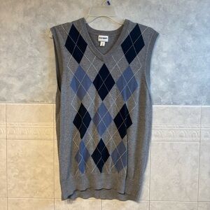 Old Navy Gray and Blue V-Neck Sweater